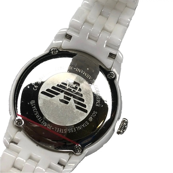 New Emporio Armani Ceramic Bracelet White Mother Of Pearl Dial Watch AR1477 - Picture 11 of 15